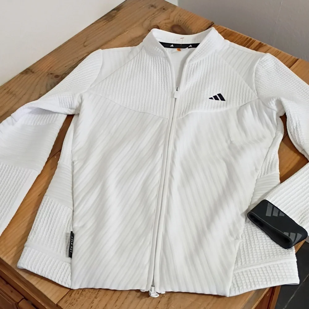 Adidas Cold Rdy White Quilted Fitted Full Zip Jacket Size L